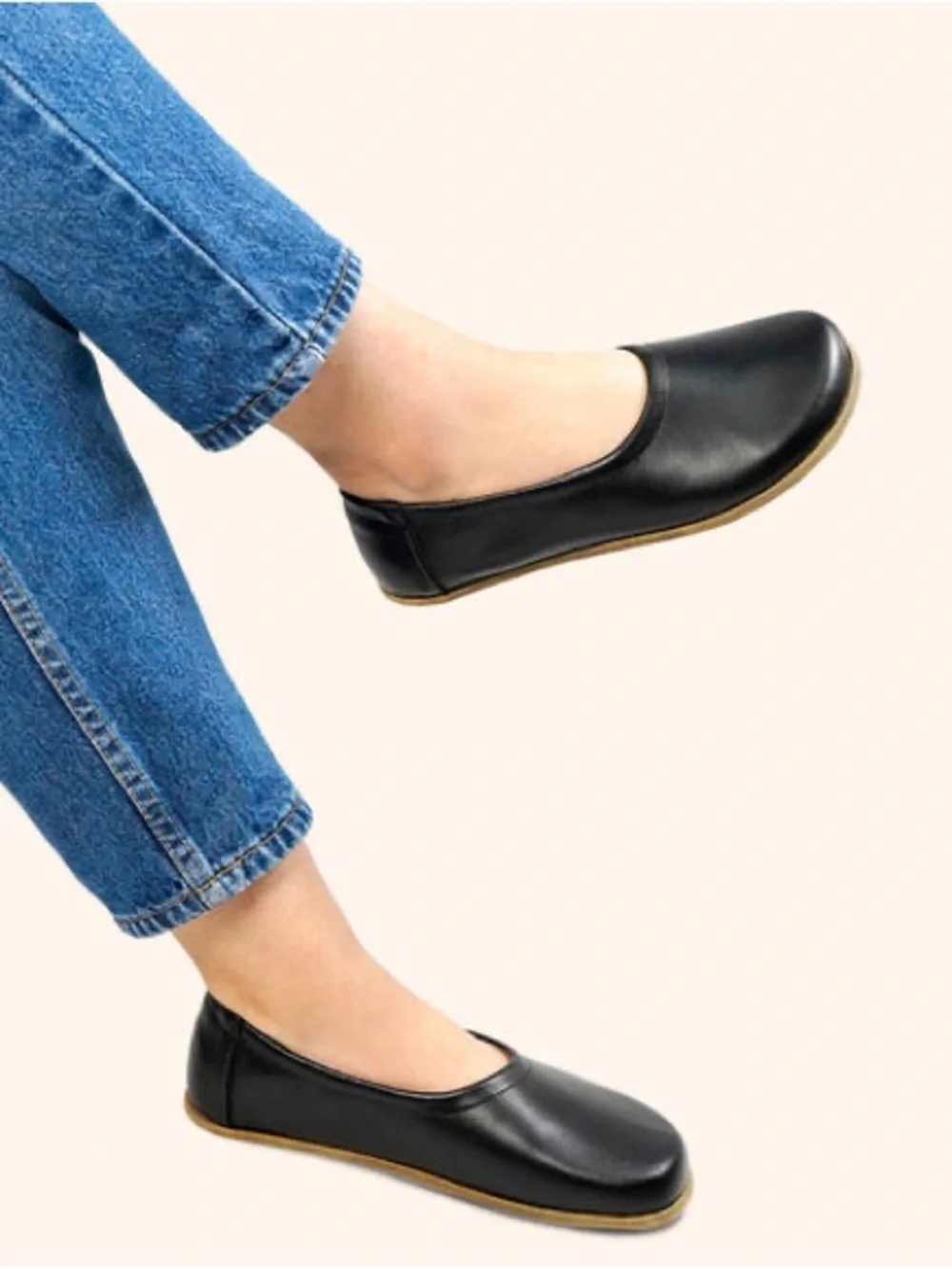 Earthing Harmony Ballet Flats Black Leather Grounding Barefoot Wide Toe Box 40 - Picture 2 of 10